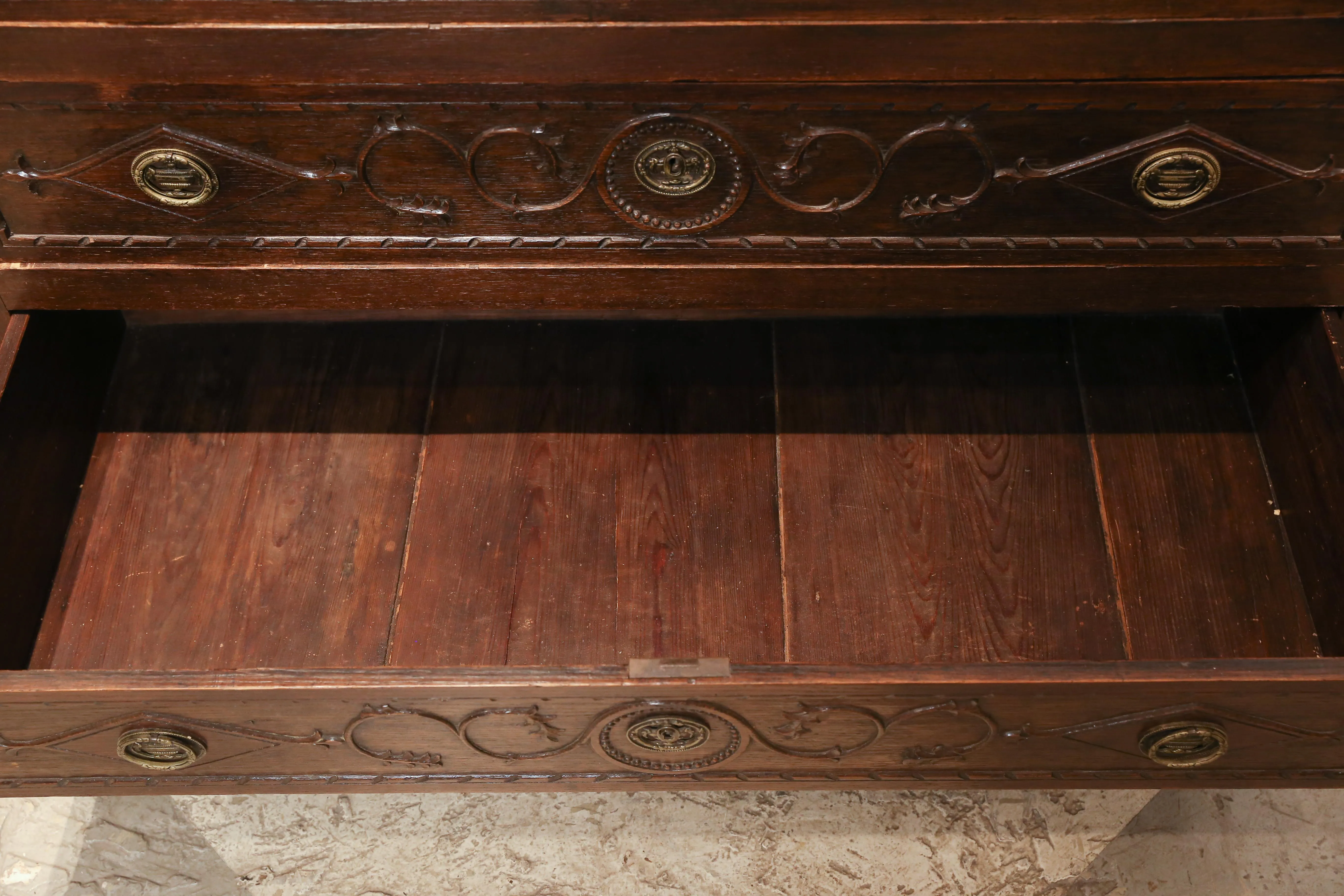 Antique French Commode with Intricately Decorated Drawer Fronts