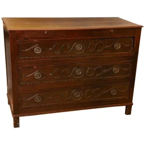 Antique French Commode with Intricately Decorated Drawer Fronts