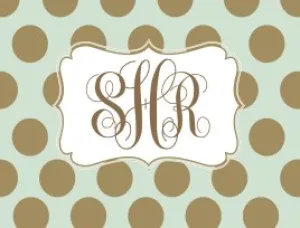 Aqua Metallic Dots Notecards