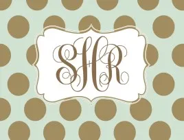 Aqua Metallic Dots Notecards