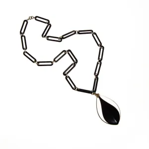 Art Deco Influence Black and Clear Lucite Statement Necklace