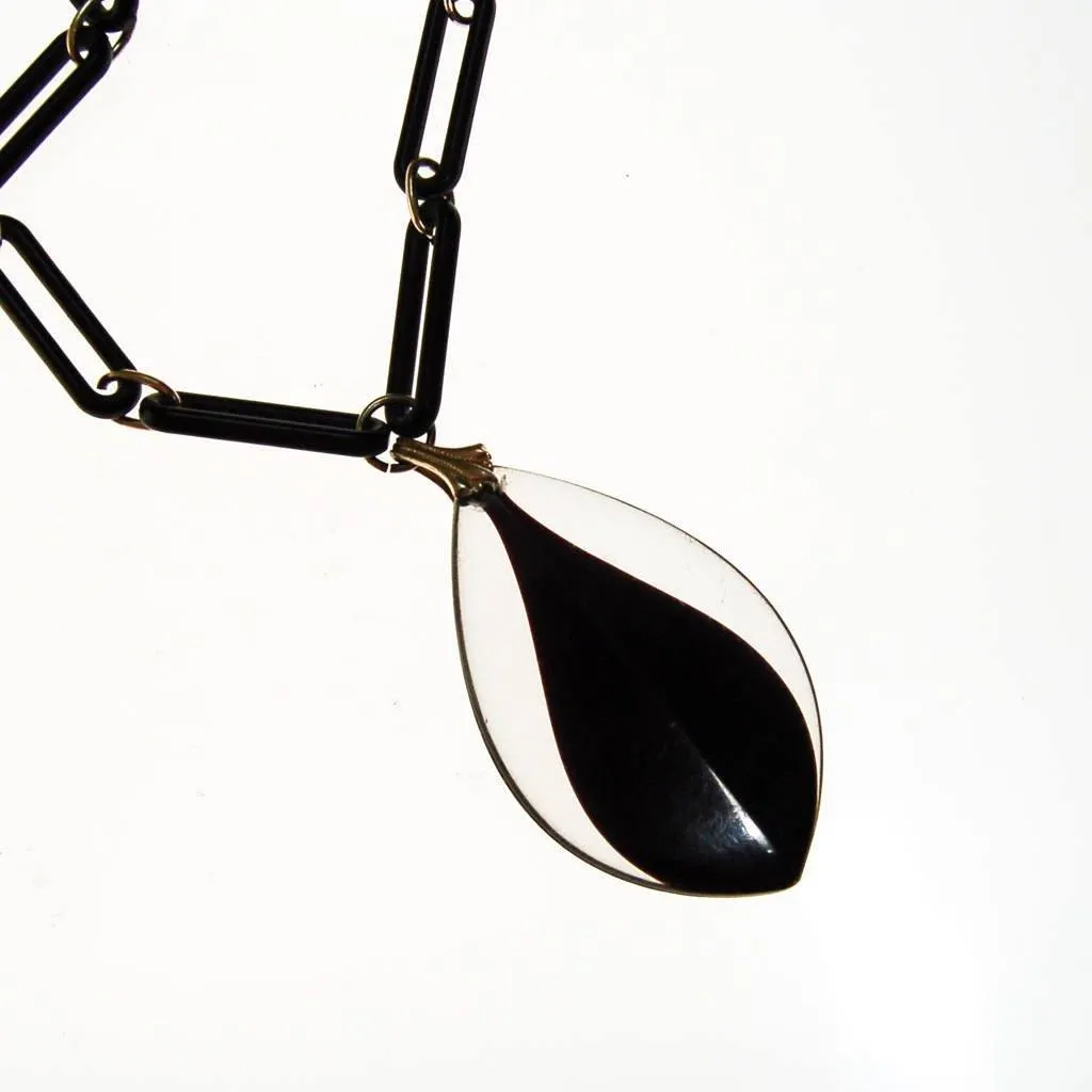 Art Deco Influence Black and Clear Lucite Statement Necklace