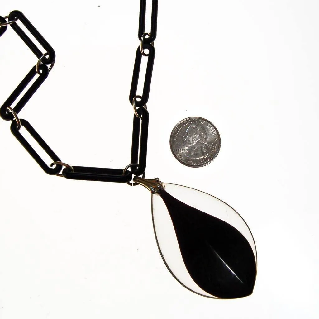 Art Deco Influence Black and Clear Lucite Statement Necklace