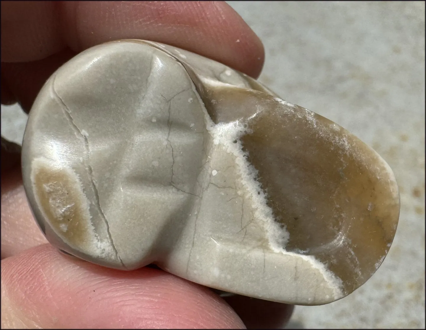 Banded Aragonite CRYSTAL SKULL - Grounding, Decrease stress - with Synergy 7  years