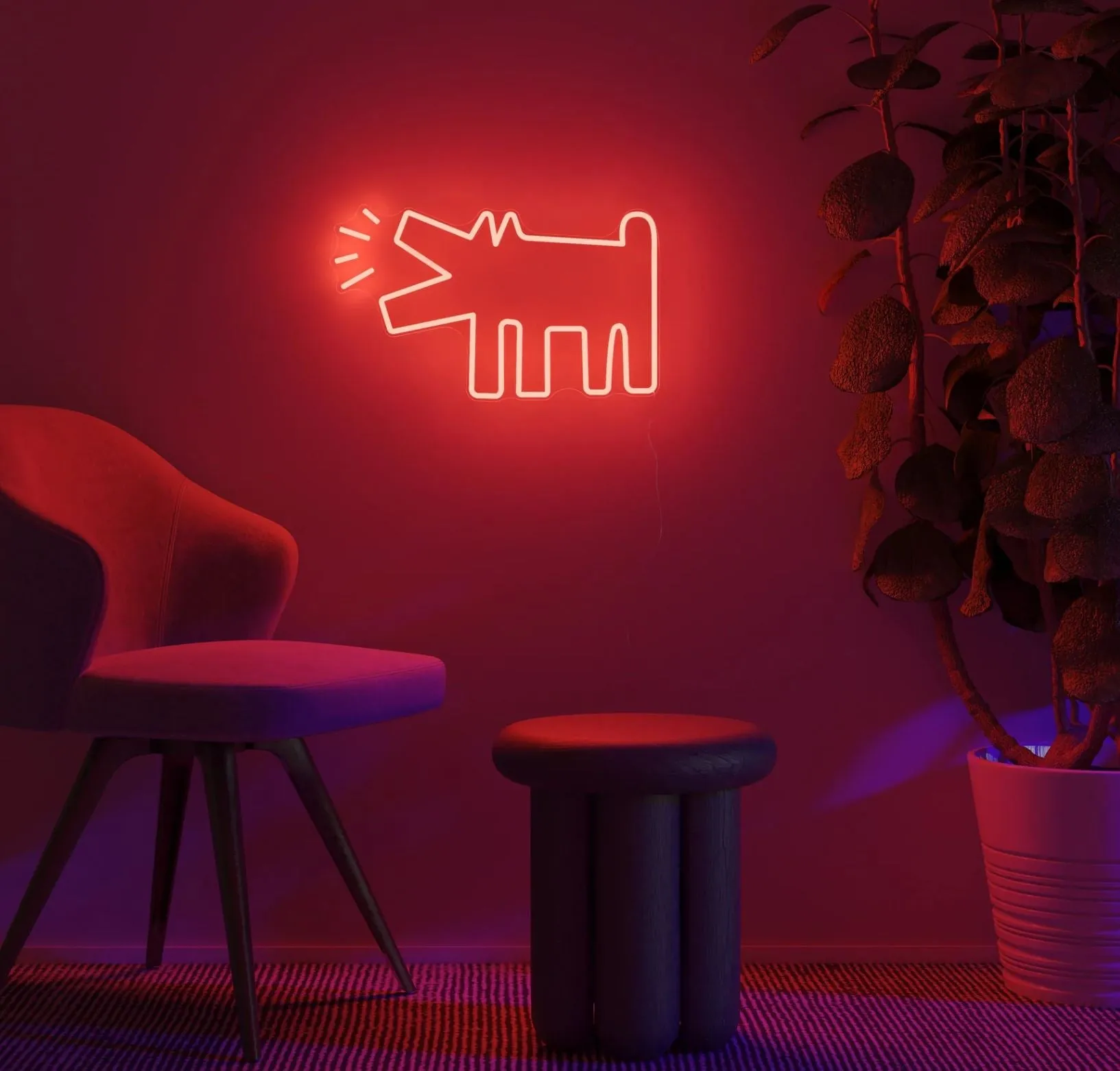 Barking Dog Neon Sign by Keith Haring