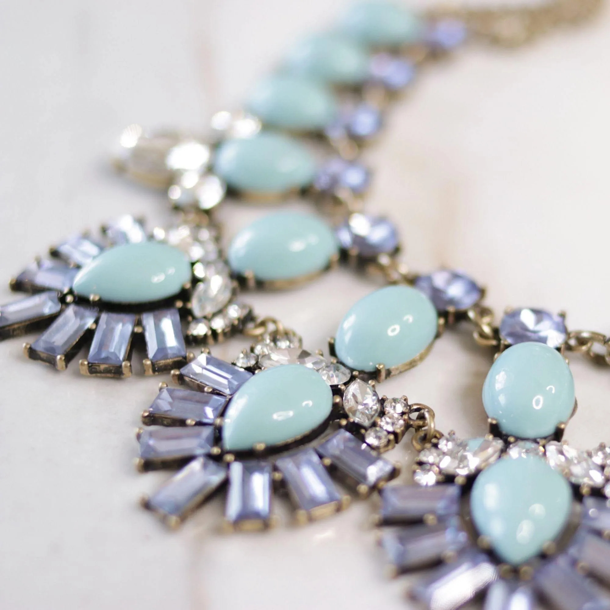 Baublebar Blue Crystal and Turquoise Lucite Cabochon Necklace
