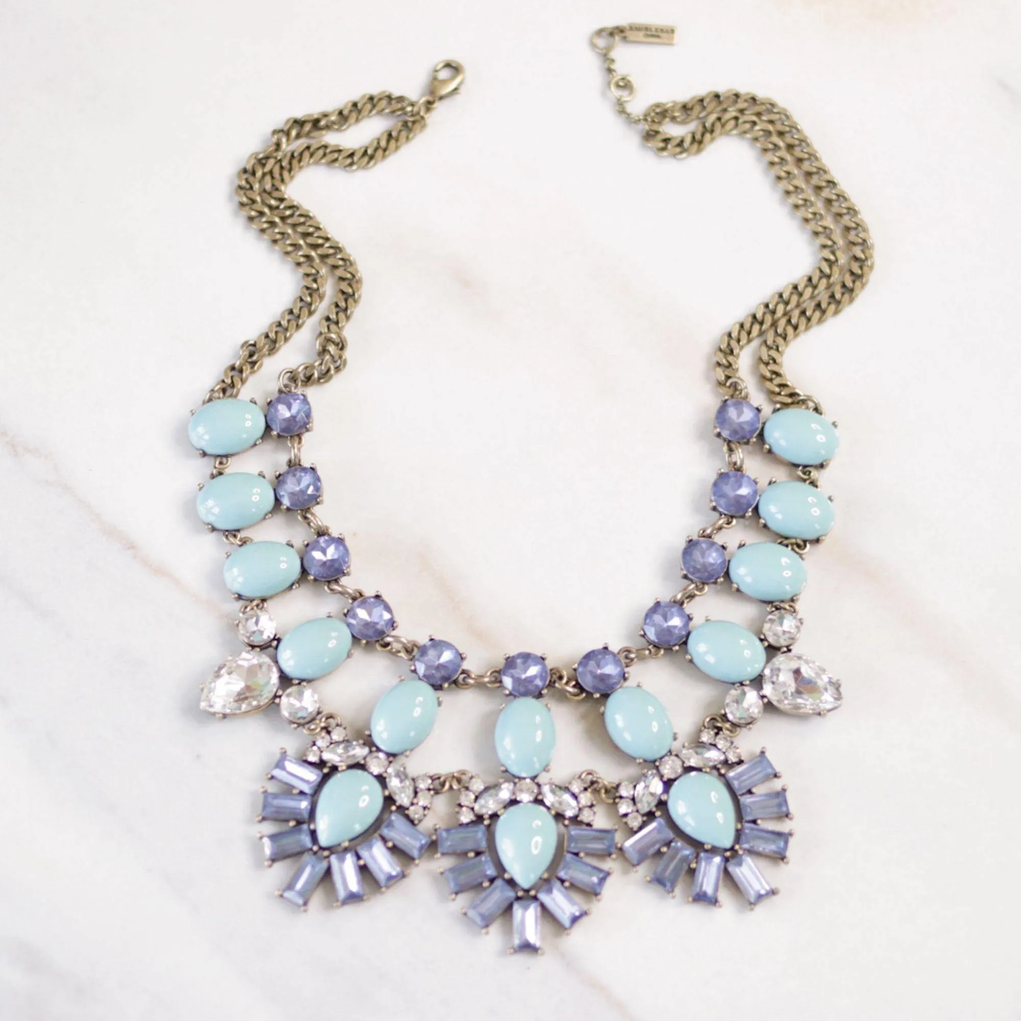 Baublebar Blue Crystal and Turquoise Lucite Cabochon Necklace