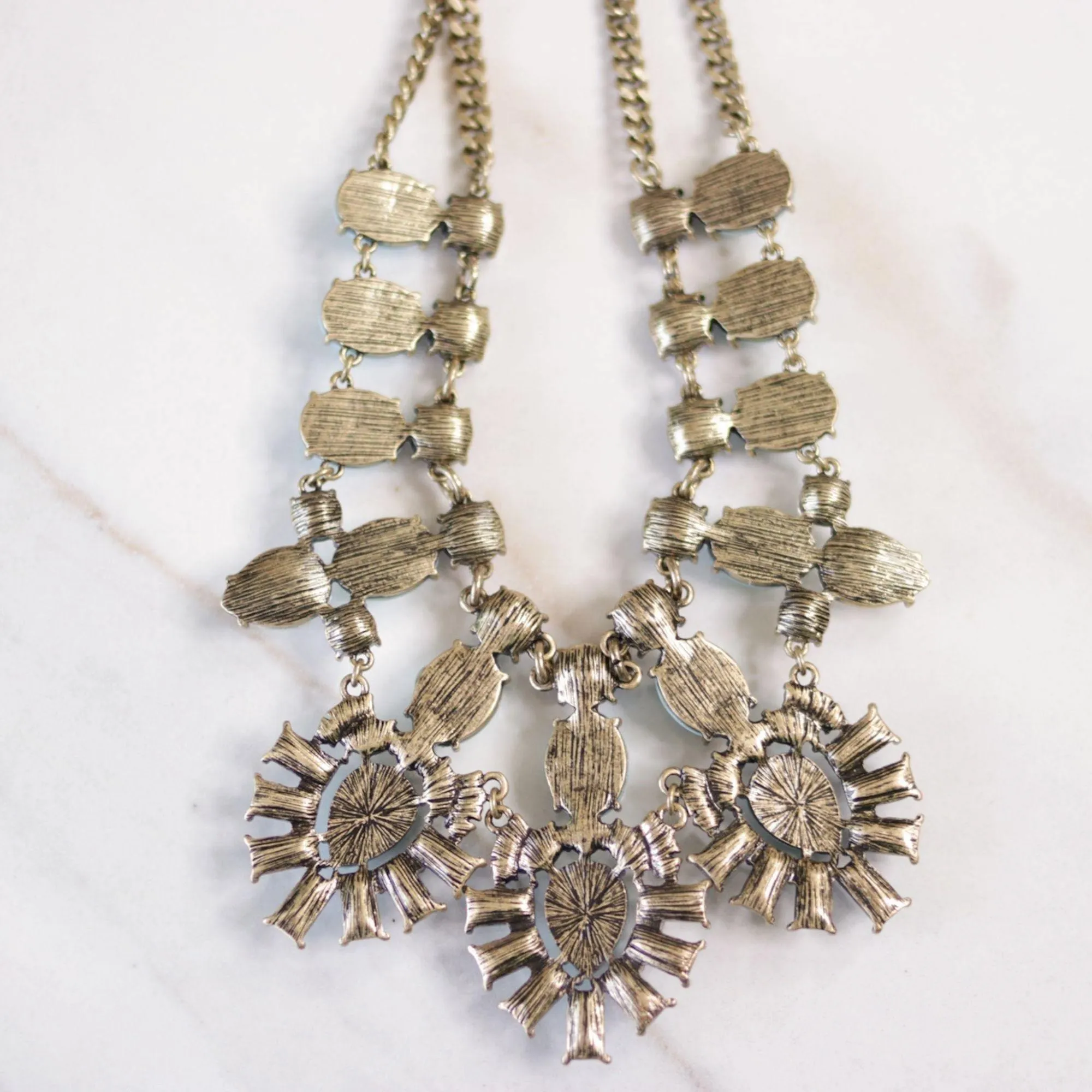 Baublebar Blue Crystal and Turquoise Lucite Cabochon Necklace