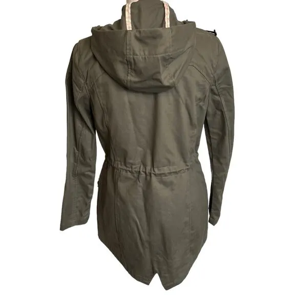 Betabrand Morning Mess Jacket Coat Hooded Army Green Cotton Twill Lined  Size XS