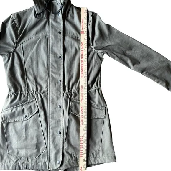 Betabrand Morning Mess Jacket Coat Hooded Army Green Cotton Twill Lined  Size XS