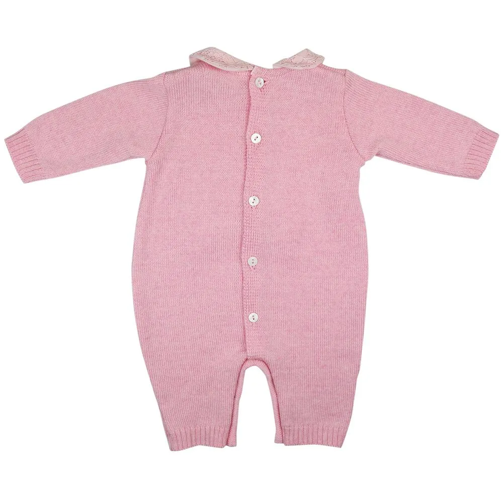 Bimbalo Bear Design Pink Knitted Playsuit