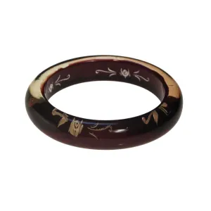 Black and Clear Reversed Carved Floral Rose Lucite Bracelet