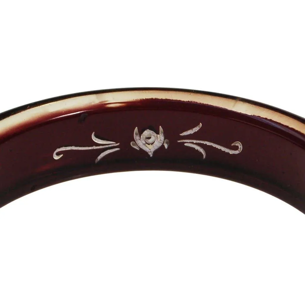 Black and Clear Reversed Carved Floral Rose Lucite Bracelet