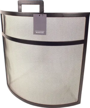 Black Curved Fire Screen with handle