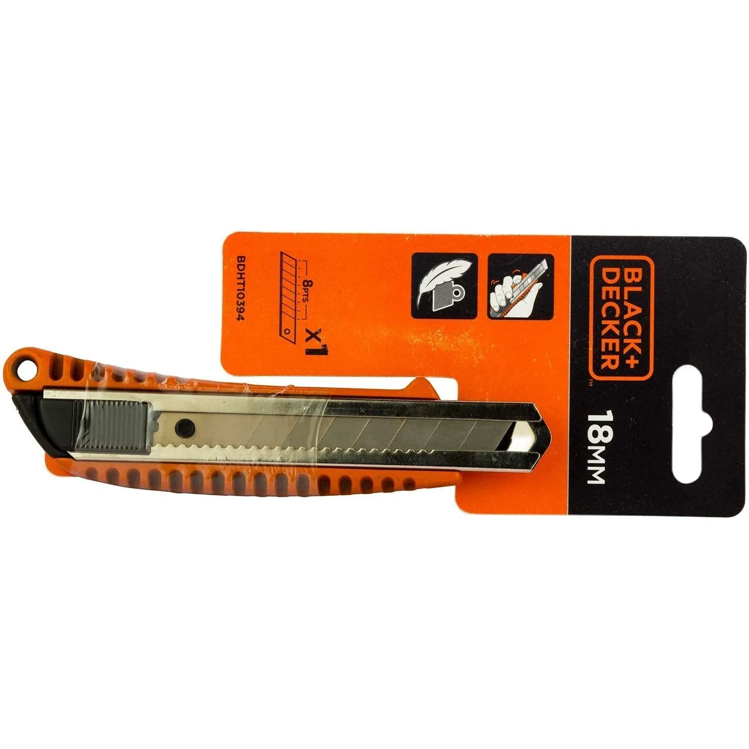 Black Decker 18mm Bimaterial Autolock Snap-Off Retractable Utility Knife,