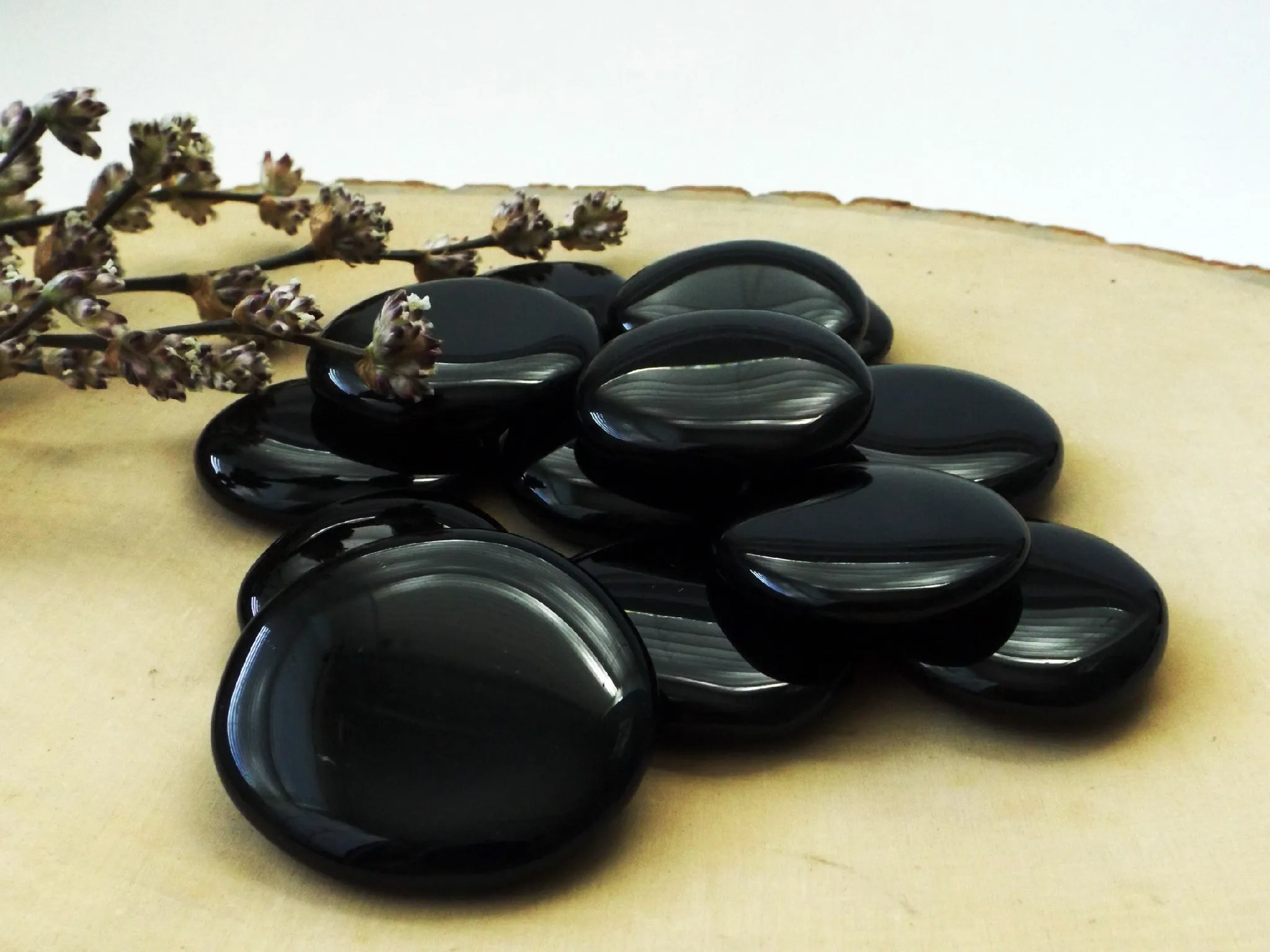 Black Obsidian Palm Stone | 2pcs