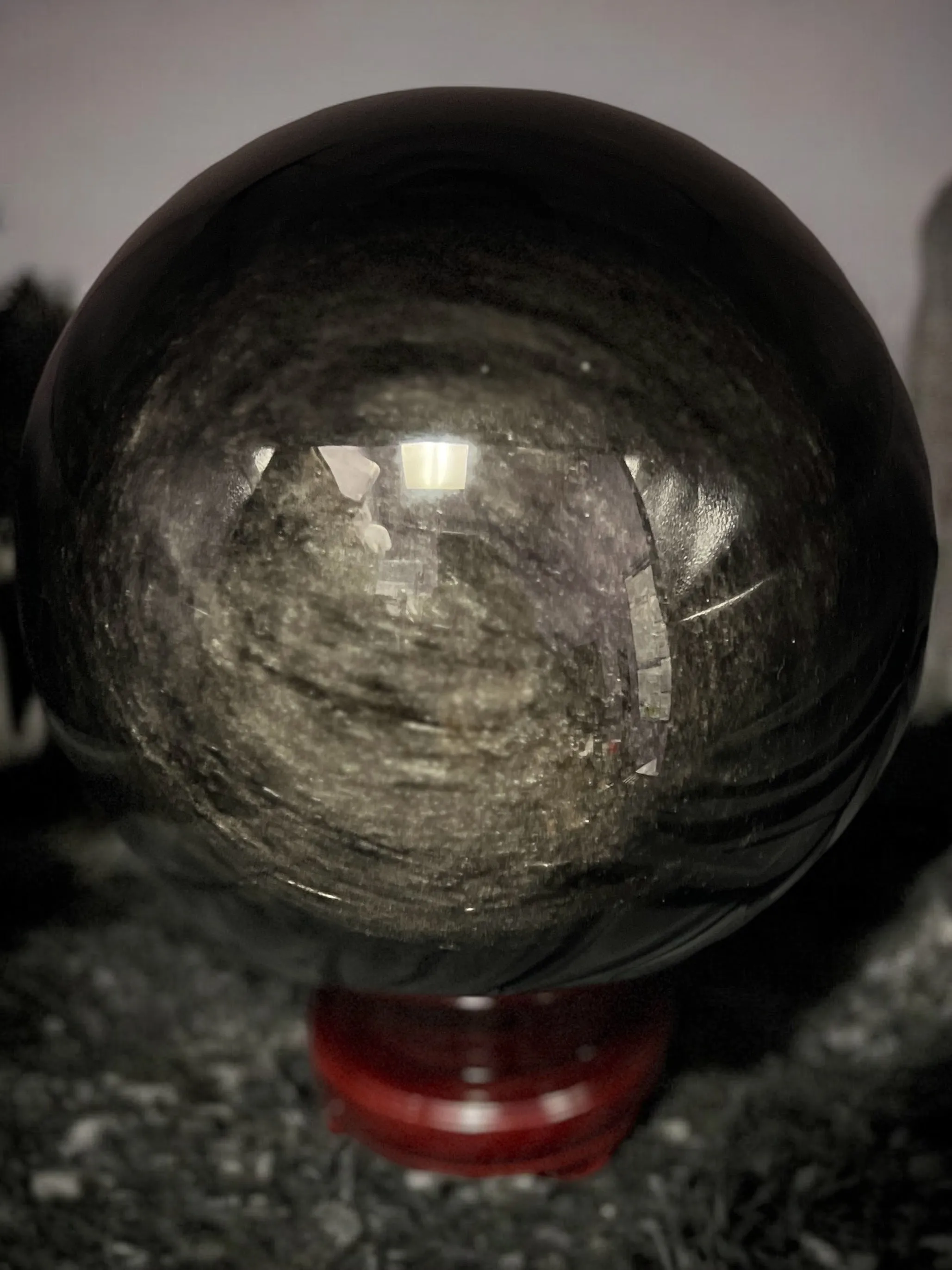 Black Obsidian Silver Sheen Sphere - 17 LBS