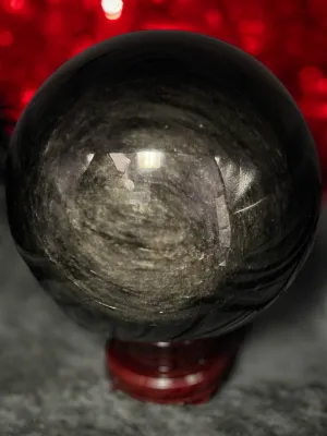 Black Obsidian Silver Sheen Sphere - 17 LBS