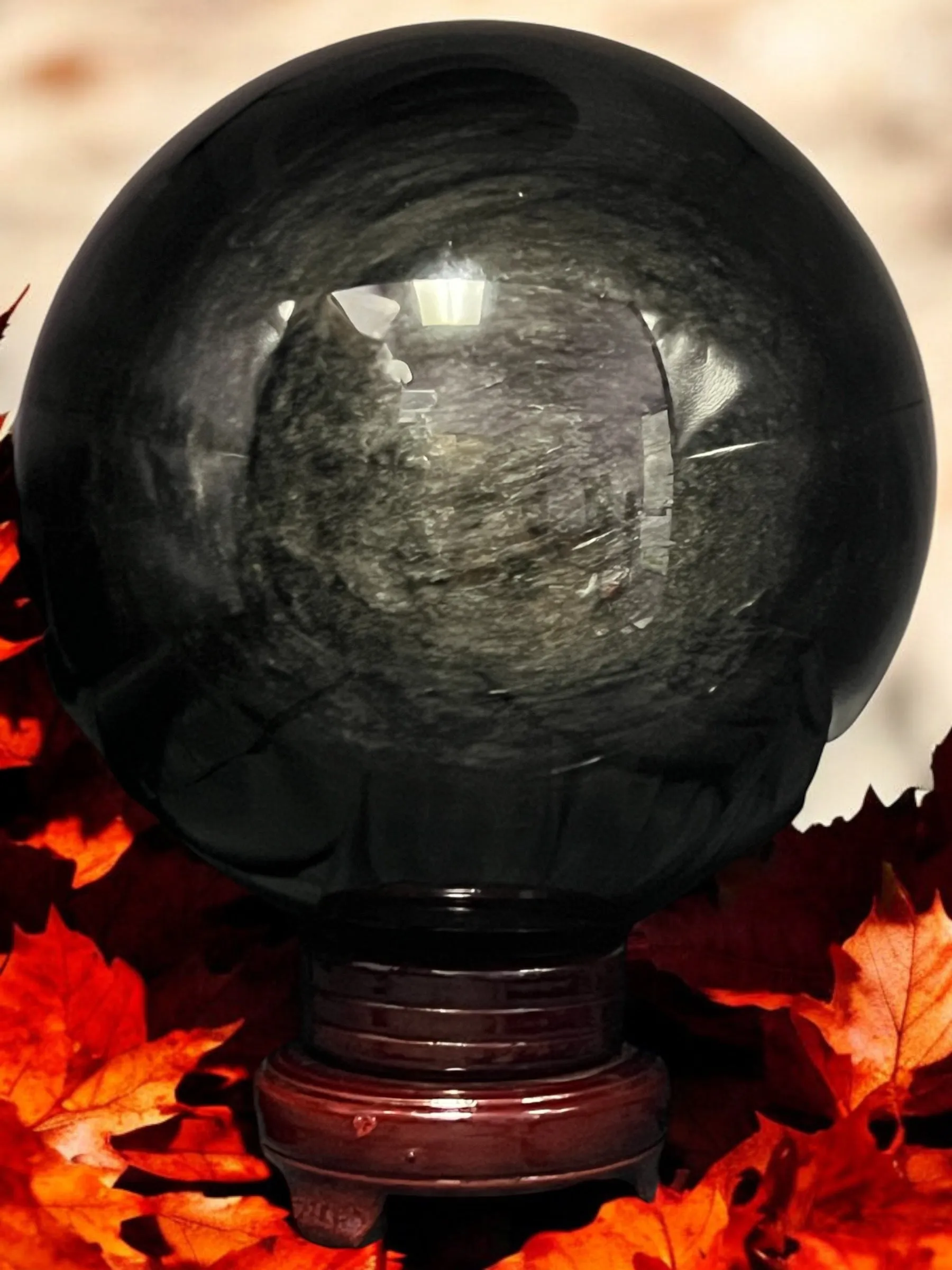 Black Obsidian Silver Sheen Sphere - 17 LBS