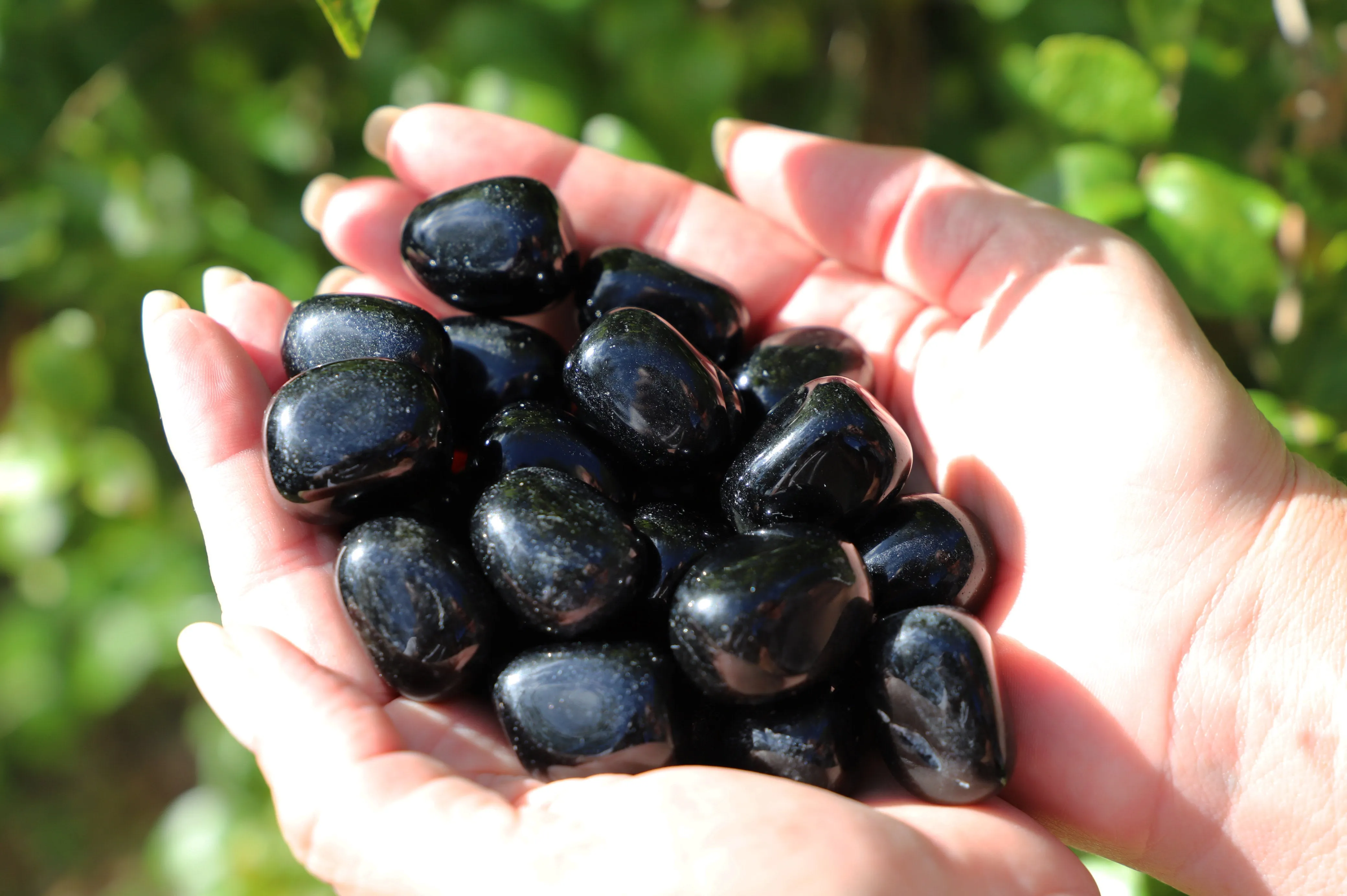 Black Obsidian tumbles | 2pcs
