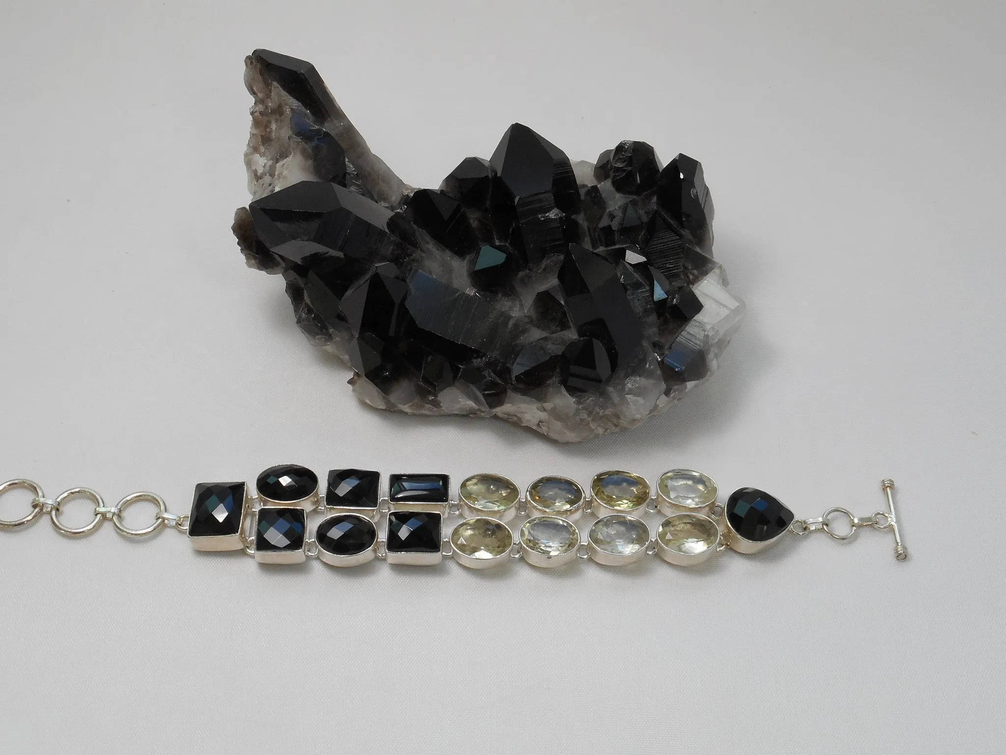 Black Onyx Bracelet 3 with Citrine Quartz