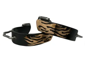 Black Steel Bumper Spurs with Copper Flame Overlay
