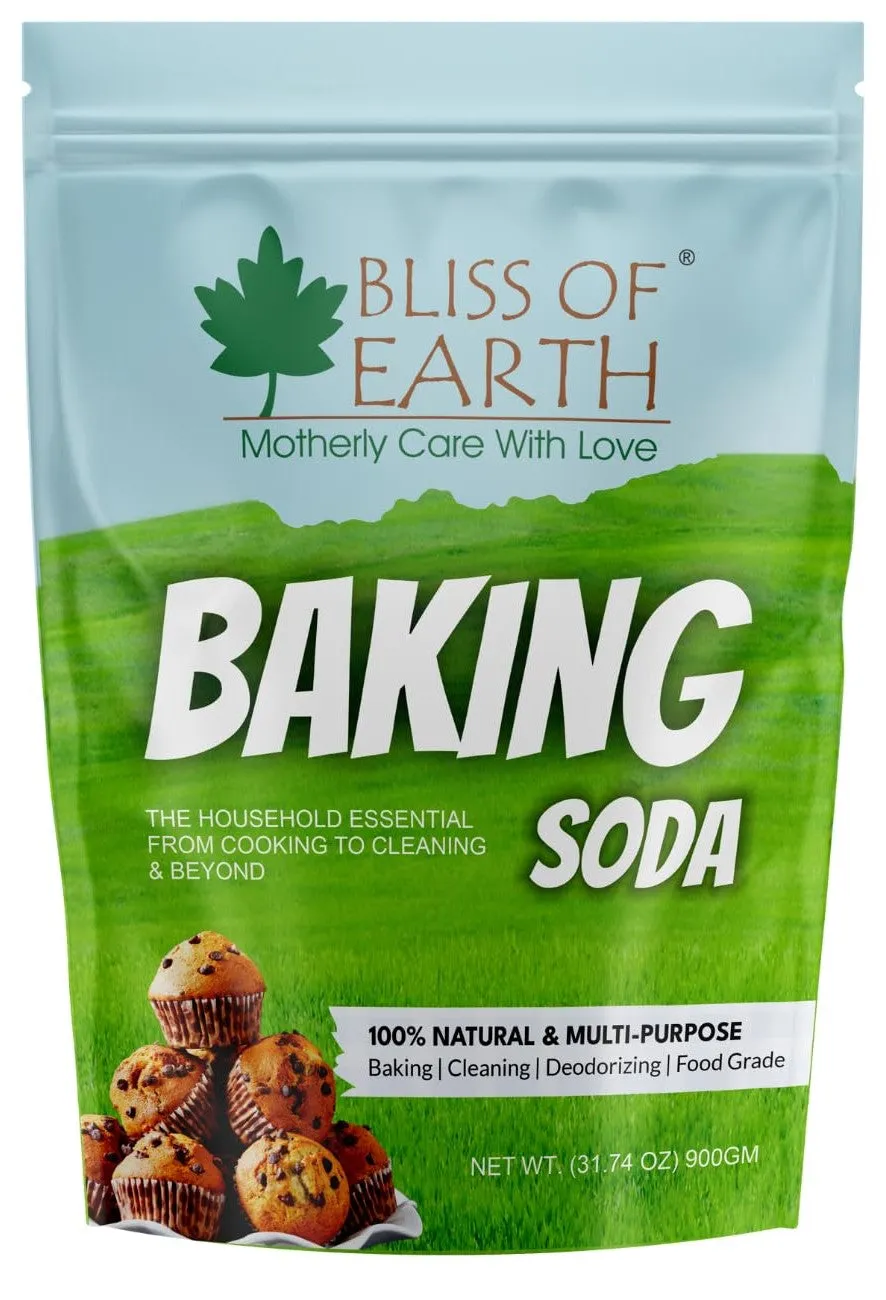 Bliss of Earth Baking Soda For Food & Cleaning Purpose, 900gm, Pure Sodium Bicarbonate for Baking, Cleaning, and Deodorizing, Food Grade, Non-GMO, Eco-Friendly