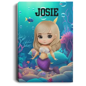Blonde Hair Mermaid Personalized Canvas .75in Frame