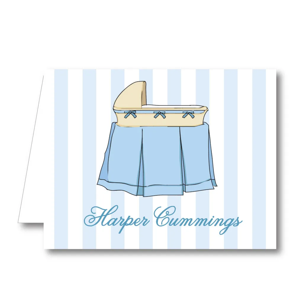 Blue Bassinet Stripe Folded Notecard