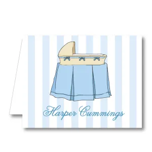 Blue Bassinet Stripe Folded Notecard