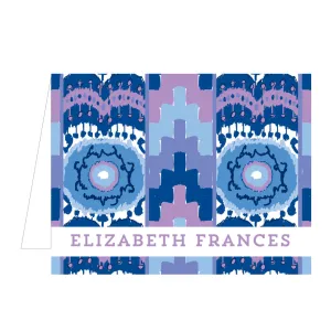 Blue Ikat Folded Notecard