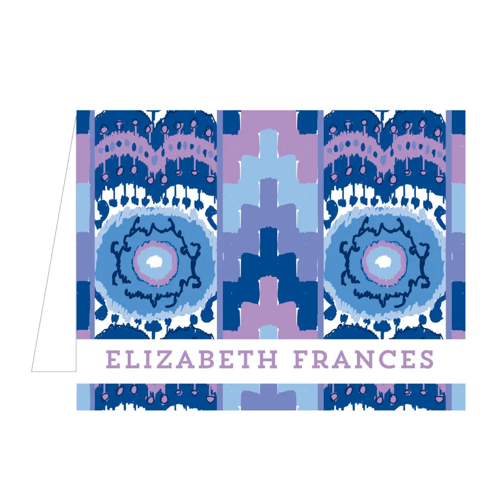 Blue Ikat Folded Notecard