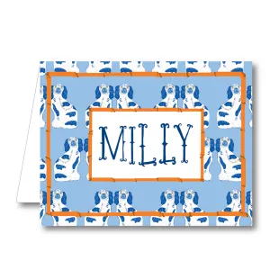 Blue Orange Foo Dog Folded Notecard
