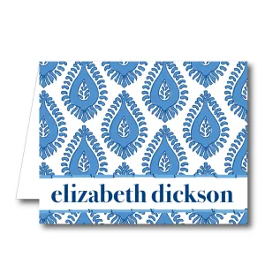 Blue Paisley Folded Notecard