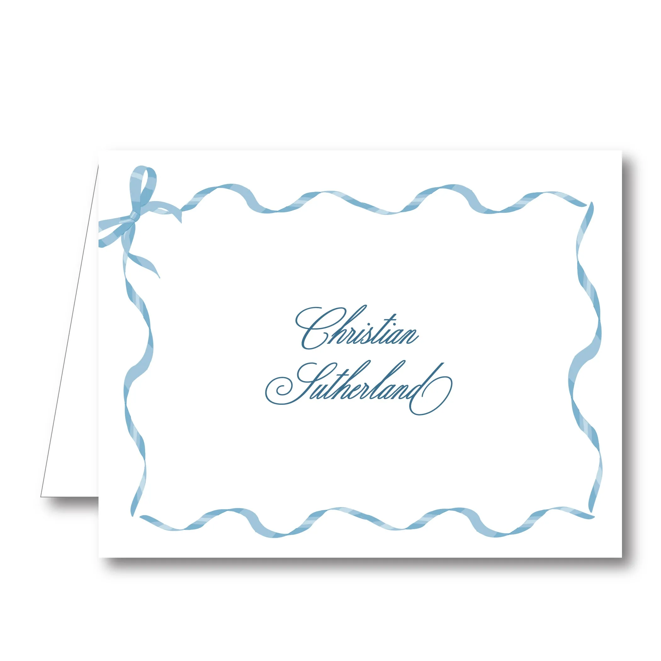Blue Ribbon Folded Notecard