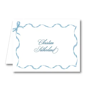 Blue Ribbon Folded Notecard