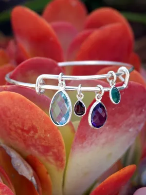 Blue Topaz and Amethyst Quartz Bangle Bracelet 2 with Garnet and Emerald