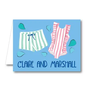 Boy Girl Swim Folded Notecard