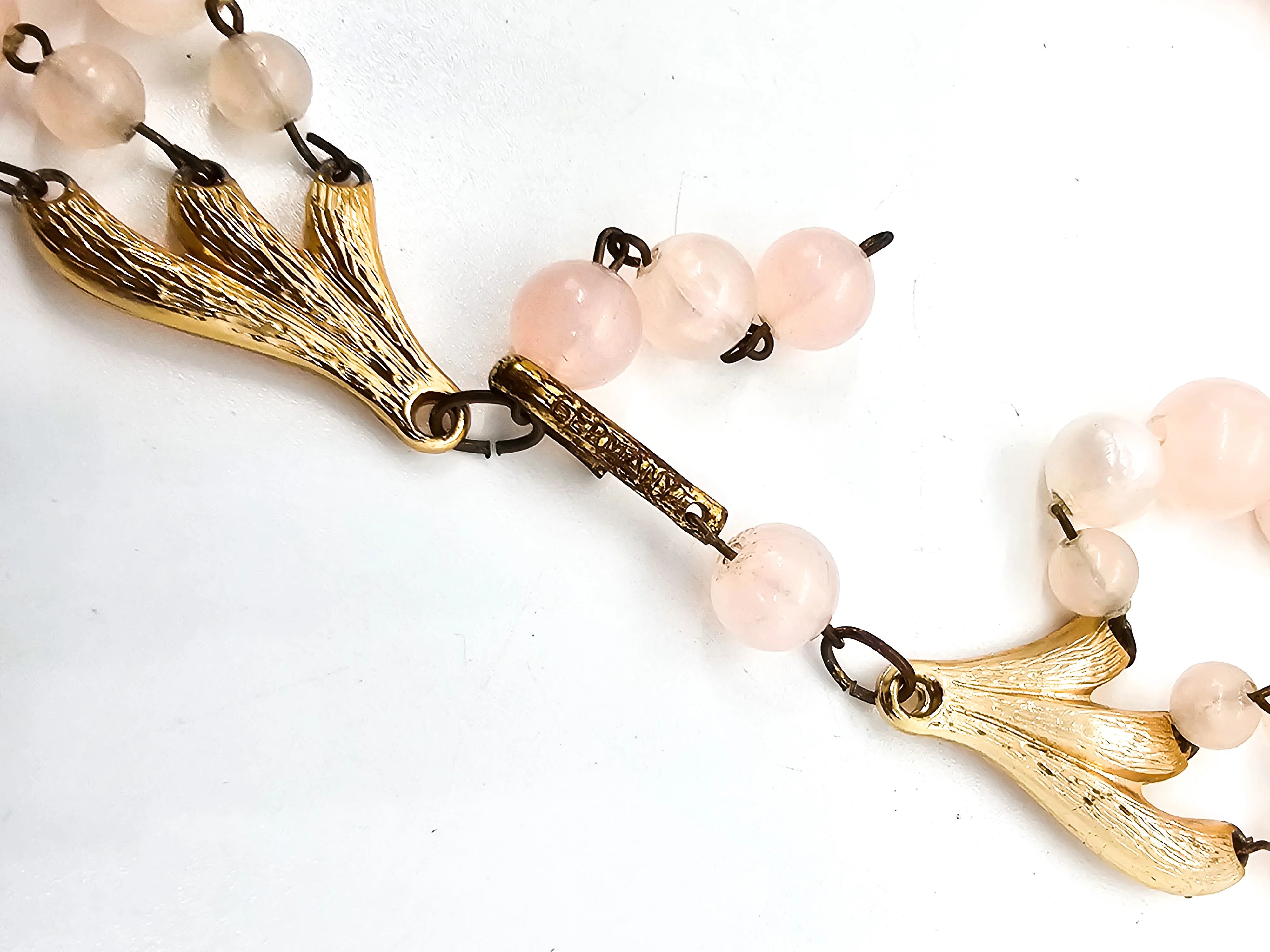 Bubble Gum Pink Lucite three strand vintage beaded German mid century necklace