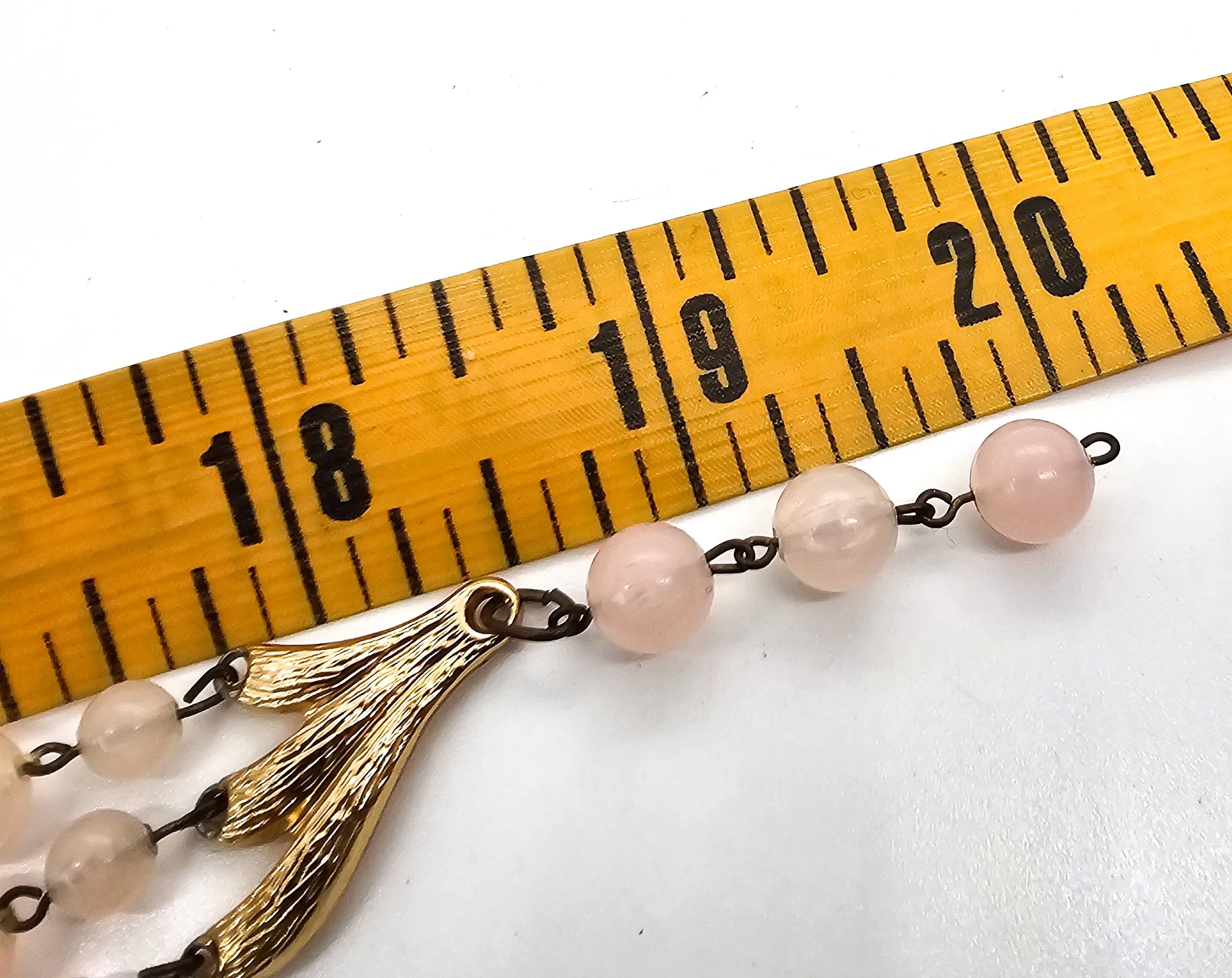 Bubble Gum Pink Lucite three strand vintage beaded German mid century necklace