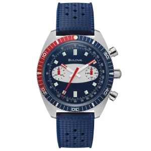 Bulova Archive Series Chronograph A Surfboard Blue Silicone Strap Watch 98A253