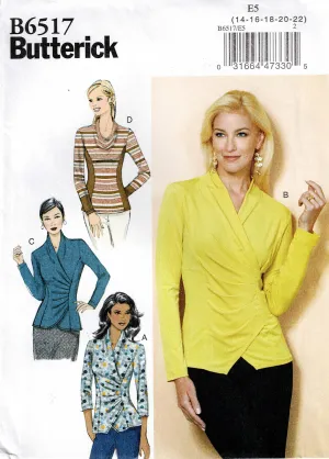 Butterick 6517 Womens Stretch Pullover Princess Tops Sewing Pattern Sizes 14 - 22 UNCUT Factory Folded