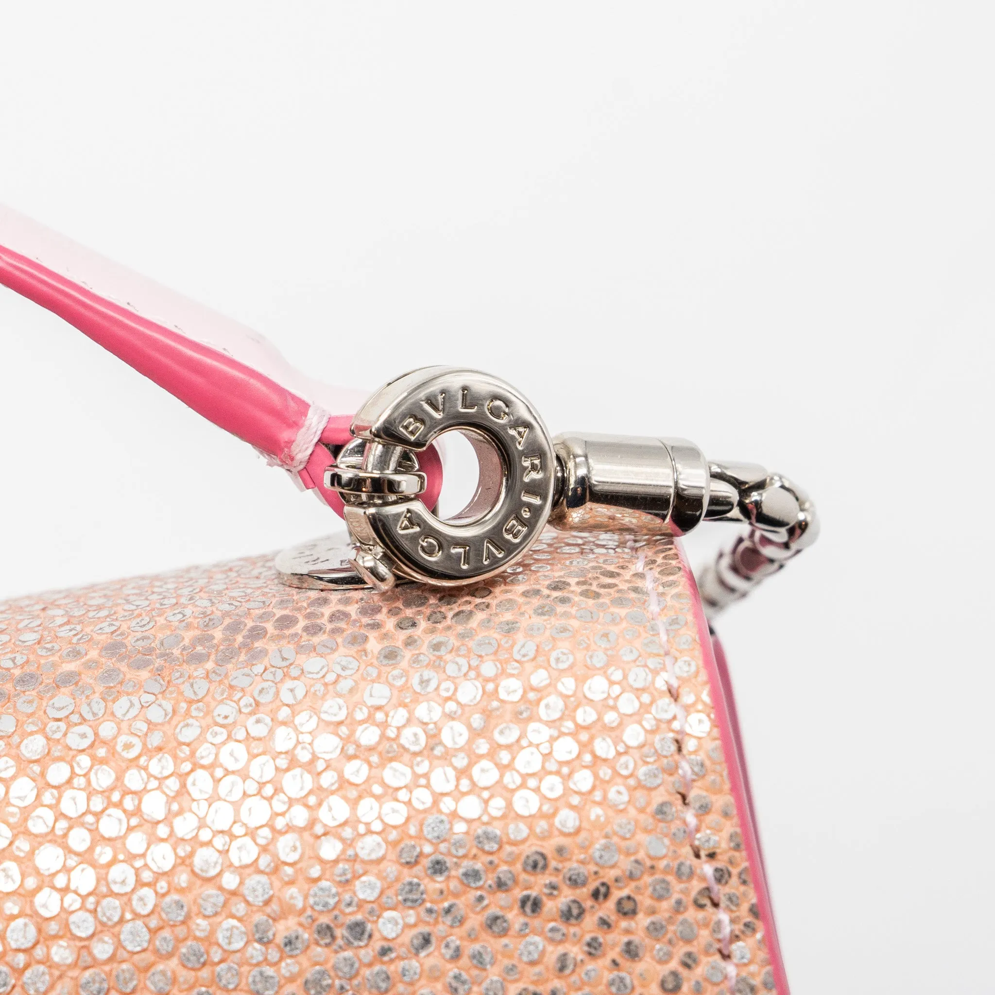 BvLGARI Serpenti Forever Top Handle In ROSA DI FRANCIA CRYSTAL GALUCHAT SHW