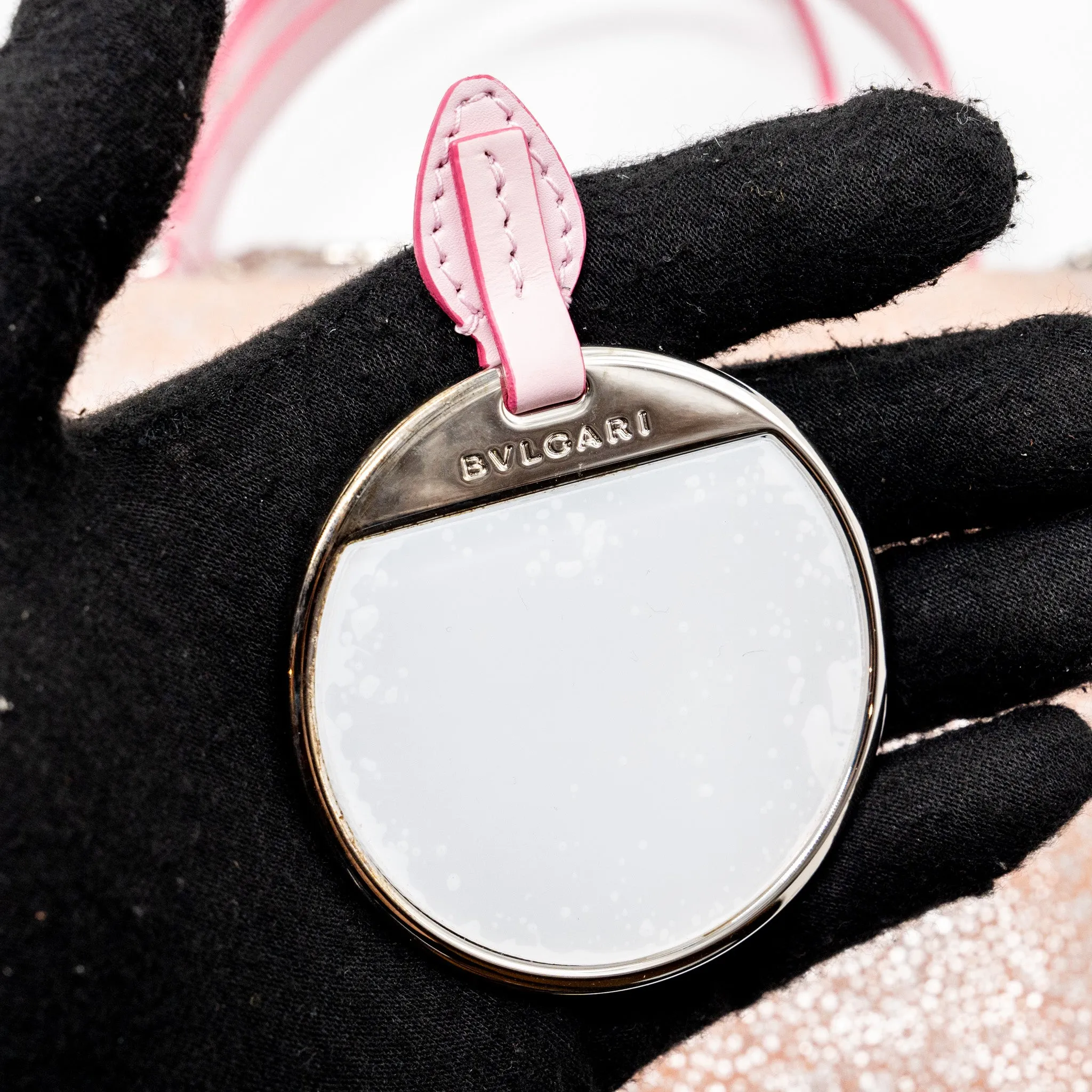 BvLGARI Serpenti Forever Top Handle In ROSA DI FRANCIA CRYSTAL GALUCHAT SHW