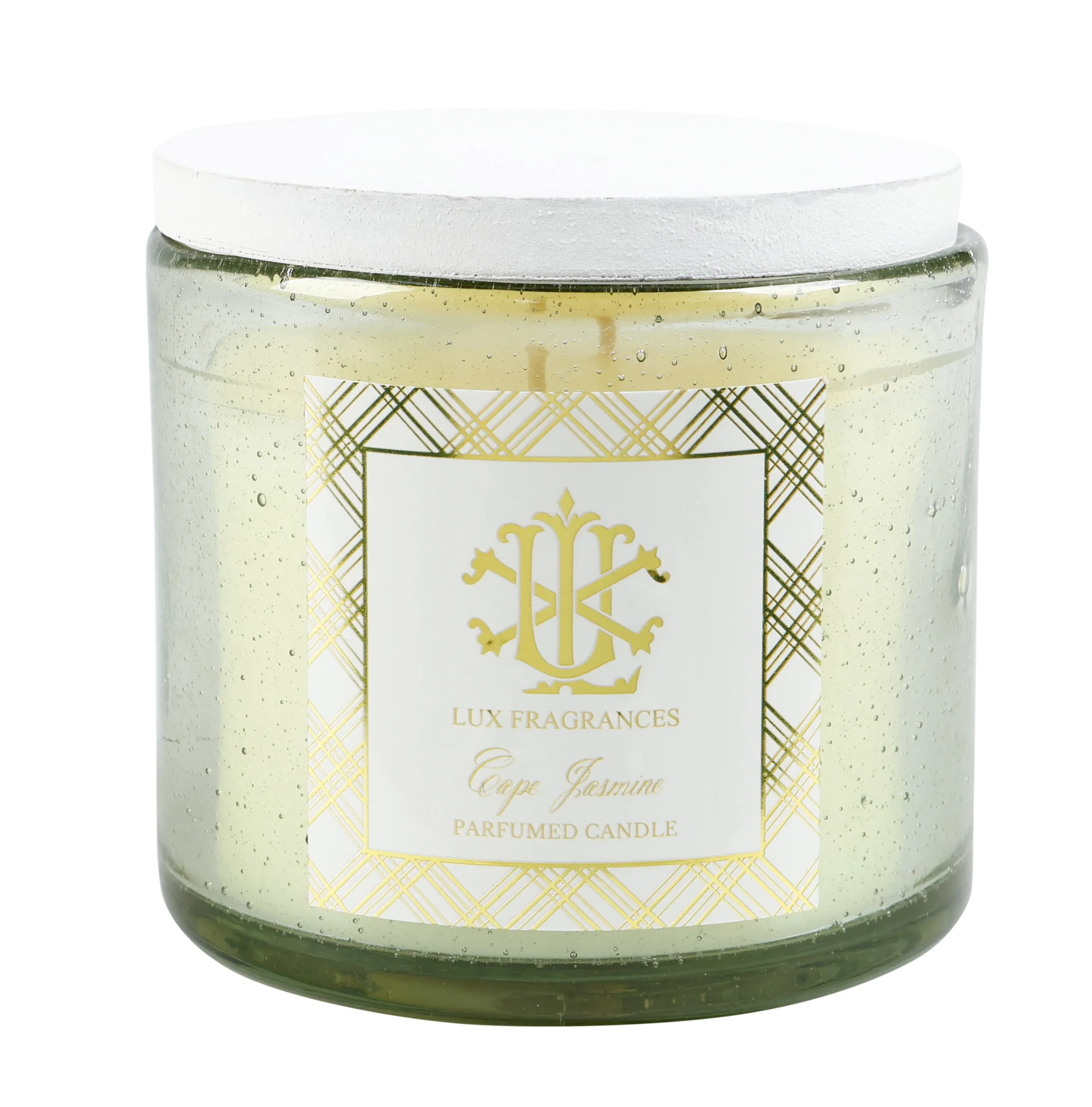 Cape Jasmine 12oz Clear Glass with White Lid Candle Min 3