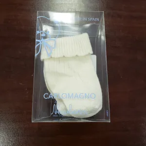 Carlomagno Newborn Folded Cuff Sock - Natural