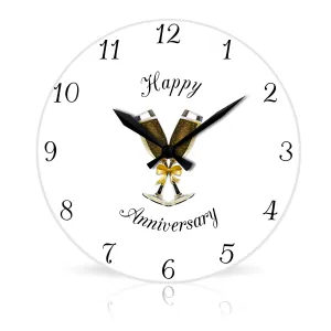 Champagne Anniversary <br>Round Acrylic Wall Clock 10.75"
