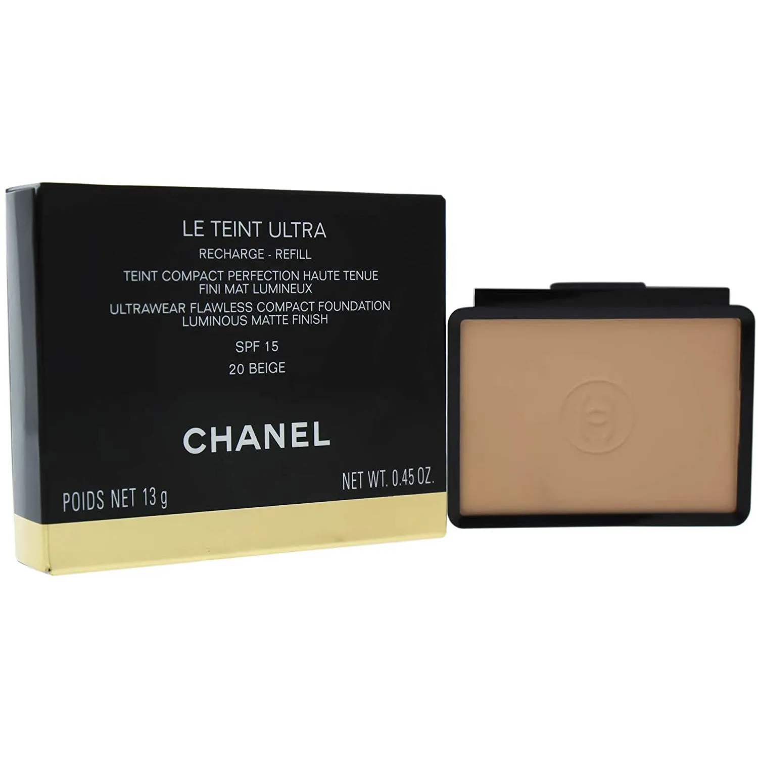 Chanel Le Teint Ultra 20 Beige Ultrawear Flawless Compact Foundation Lum Mat Spf15 For Women 13G