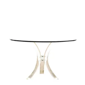 Charles Hollis Jones Tusk Pedestal Dining Table Base with Clear Glass Top