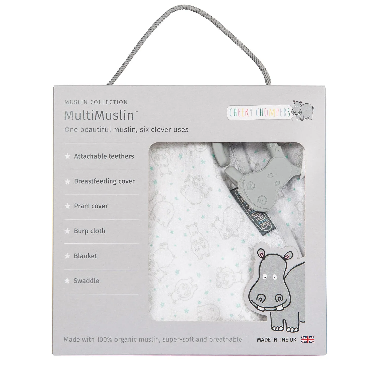 Cheeky Chompers MultiMuslin Cheeky Hippo